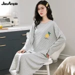 chemise de nuit ample en coton pour printemps automne