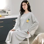 chemise de nuit femme à manches longues pour l'automne