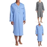 chemise de nuit en coton homme col V