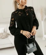 Chemise col boutonné avec manches longues lanterne