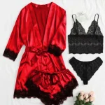 Lingerie féminine style pyjama 4 pièces