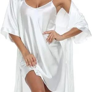 Ensemble chemise de nuit en satin de soie