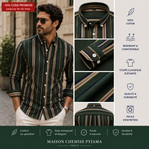Chemises à manches longues 100% coton homme