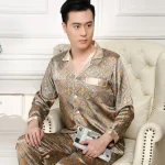 Ensemble pyjama pour hommes en soie glacée