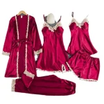 Ensemble chemise de nuit soie design fleurs dorées