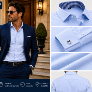 Chemise Française à Manches longues, Tenue de Soirée , Mariage