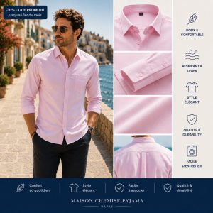 Chemise Homme 100 % Soie de Mûrier