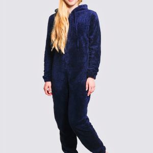 Combinaison pyjama femme bleu marine