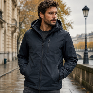 Veste à capuche homme imperméable doublée polaire
