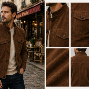 blouson homme faux daim marron