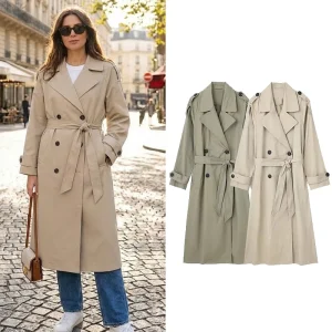 Trench  revers cou manches longues femme