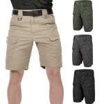Short tactique homme imperméable beige multipoches