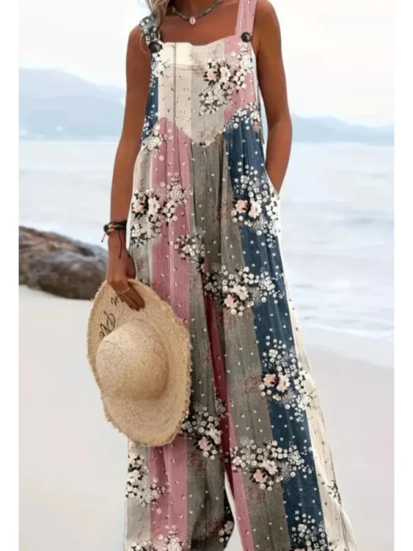 Salopette à imprimé floral pour femmes