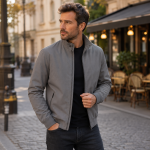 Veste homme légère à col montant grise