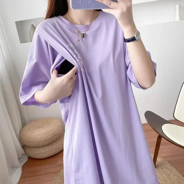 Chemise d'allaitement à manches courtes pour femme enceinte