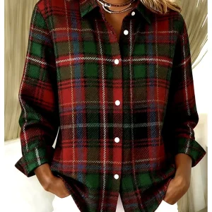 Chemise à carreaux rétro pour femmes, idéale pour une soirée à la mode
