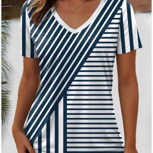 Chemise T-shirt femme impression Simple 3D col en v