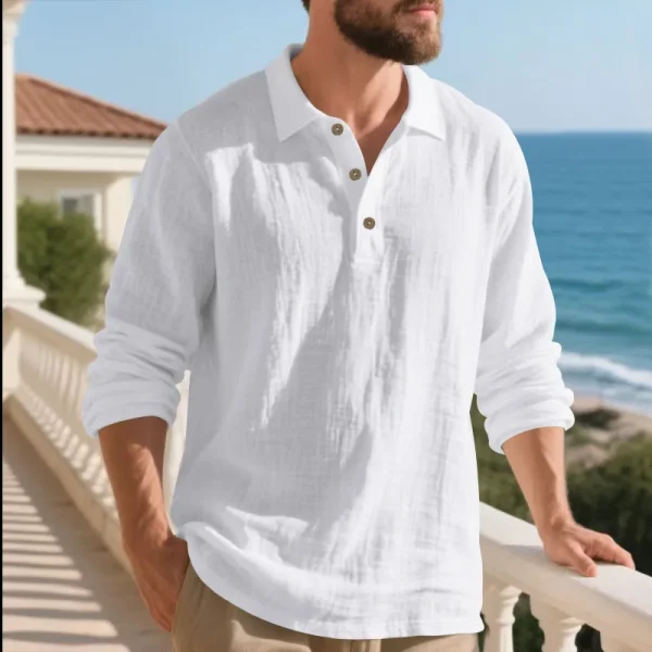 chemise en lin col montant homme