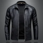 blouson homme col montant cuir