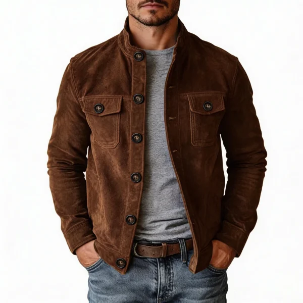 veste en faux daim marron