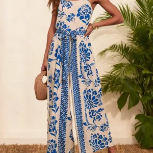 combinaison bohème imprimé floral bleu