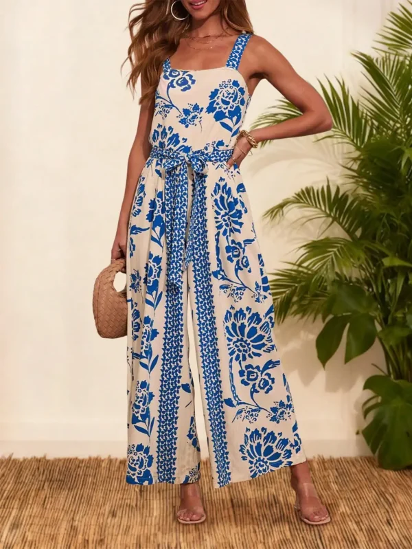 combinaison bohème imprimé floral bleu